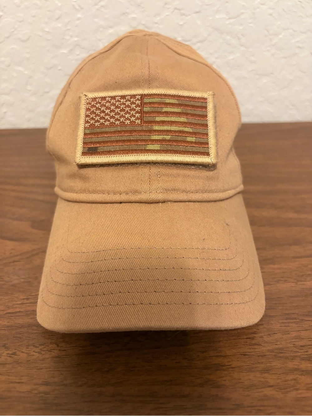 Oakley Tan Baseball Cap with American Flag Patch